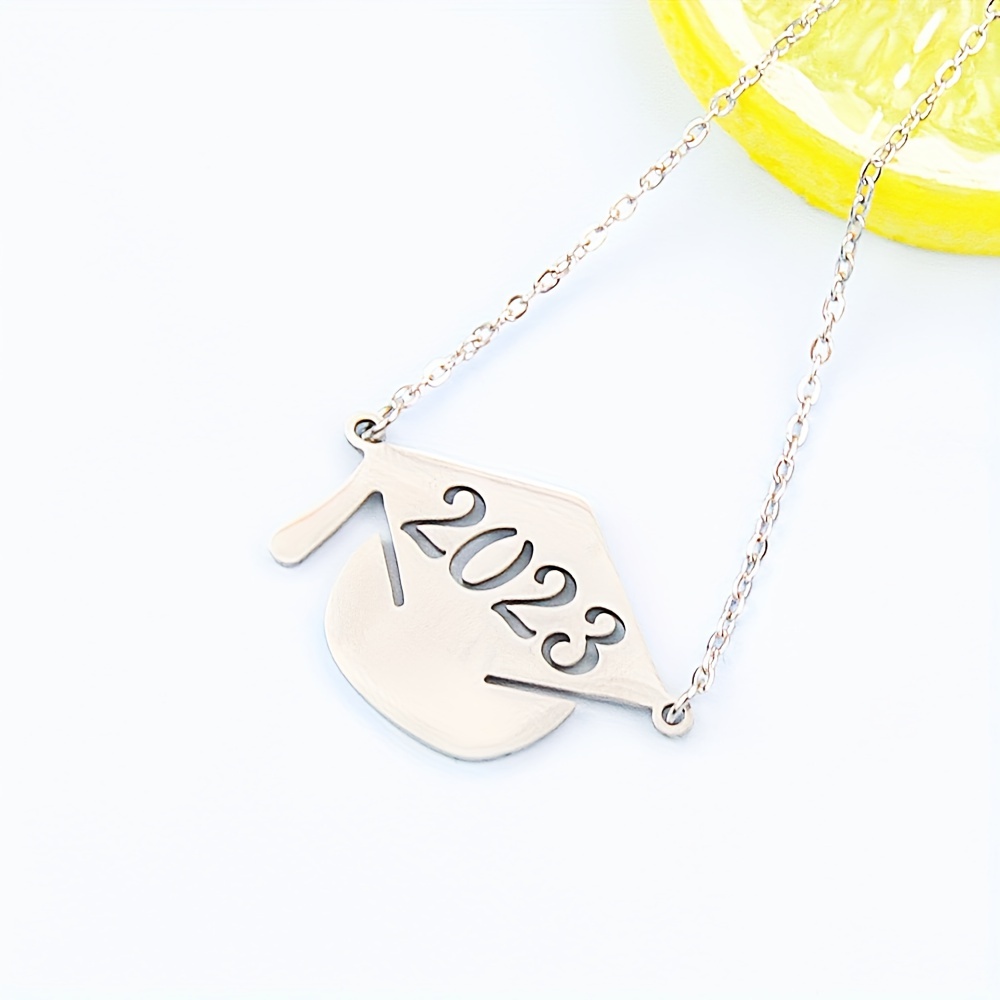 Bachelors Cap Pendant Necklace Stainless Steel Graduation Gift